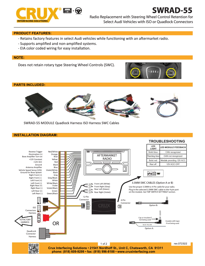 Page n°1 - Manuel utilisateur CRUX SWRAD-55