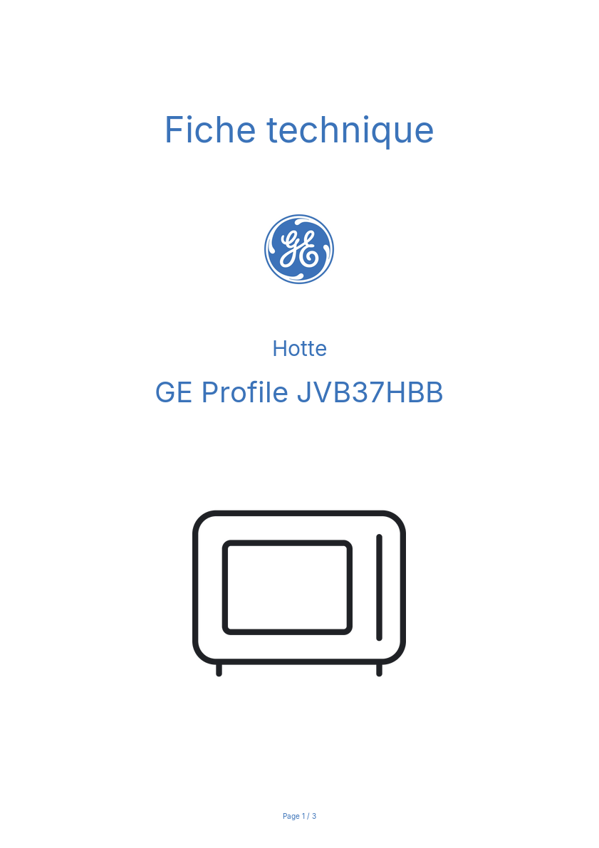 Page n°1 - Fiche technique GE Profile JVB37HBB