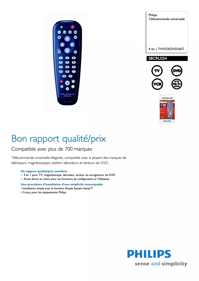 Página 1 del manual Ficha técnica Philips SBC RU 254
