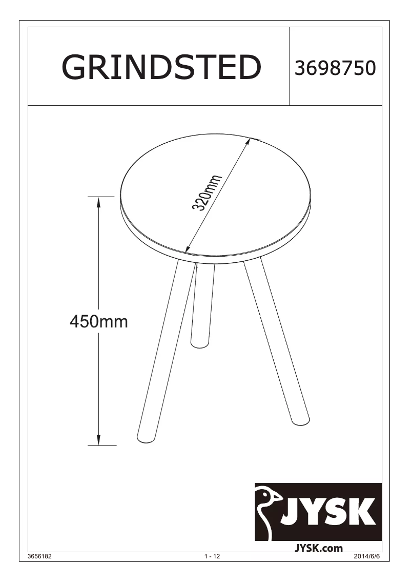 Page 1 de la notice Manuel utilisateur JYSK Grindsted