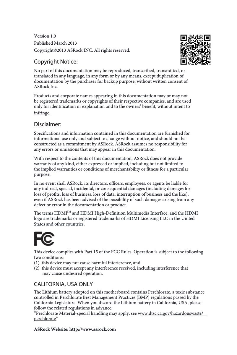 Image de la première page du manuel de l'appareil H87M