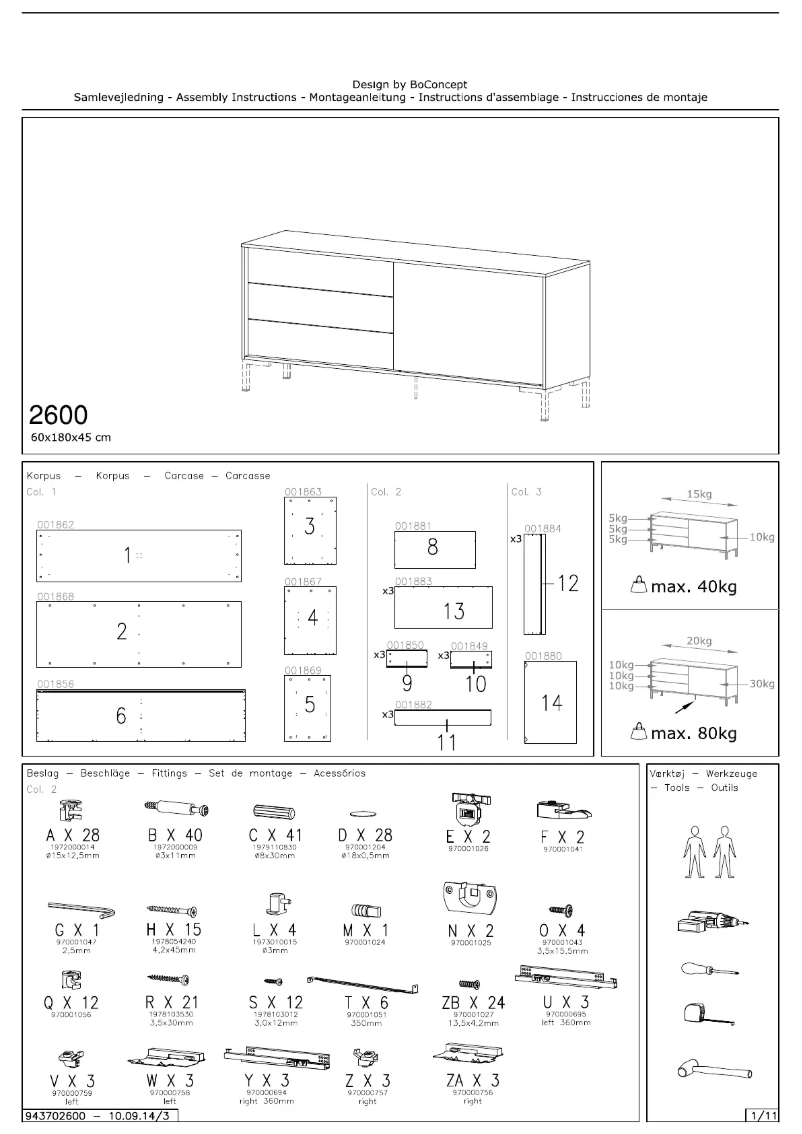 Page 1 de la notice Manuel utilisateur BoConcept Albi