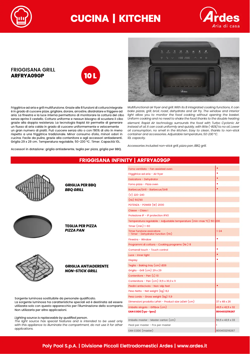 Page n°1 - Fiche technique Ardes ARFRYA09GP