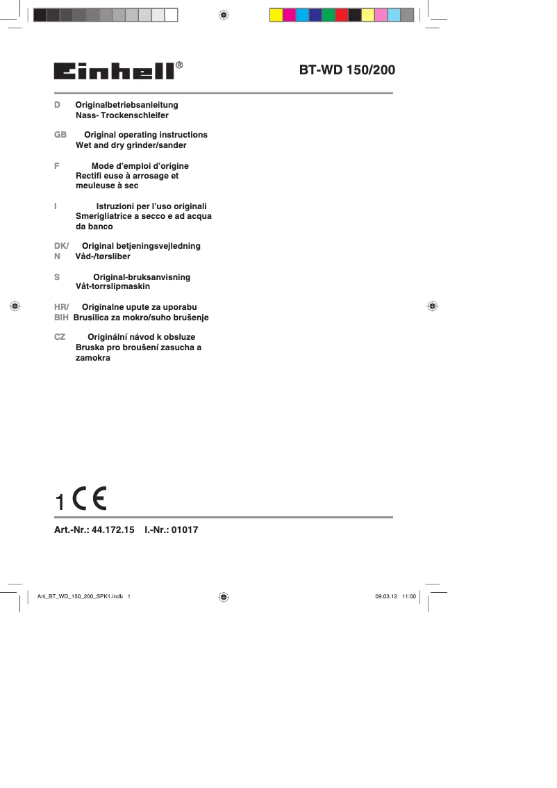 Page n°1 - Manuel utilisateur Einhell BT-WD 150/200