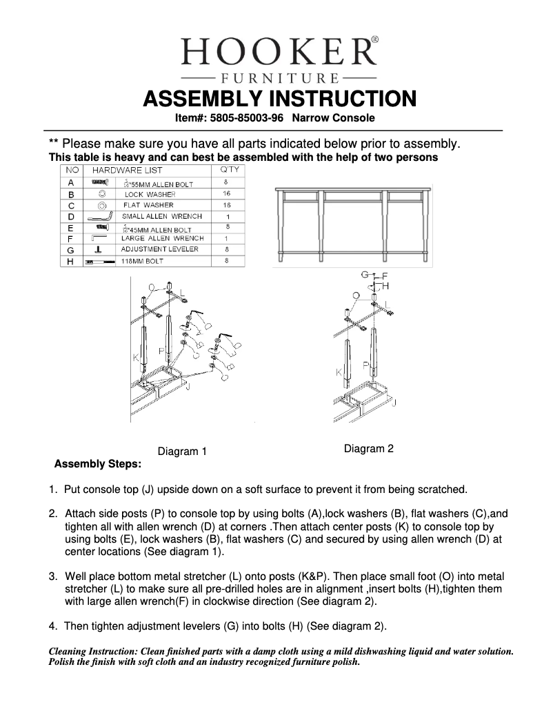 Page 1 de la notice Manuel utilisateur Hooker 5805-85003-96