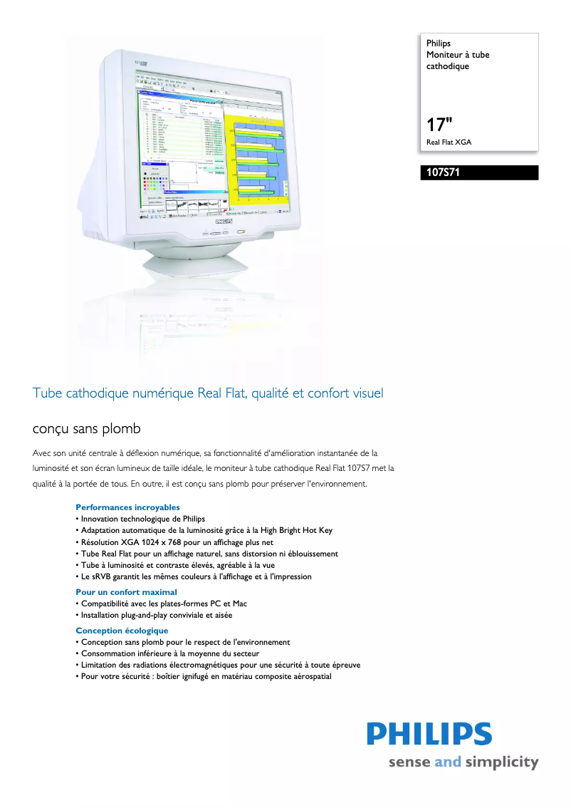Page 1 de la notice Fiche technique Philips 107S71