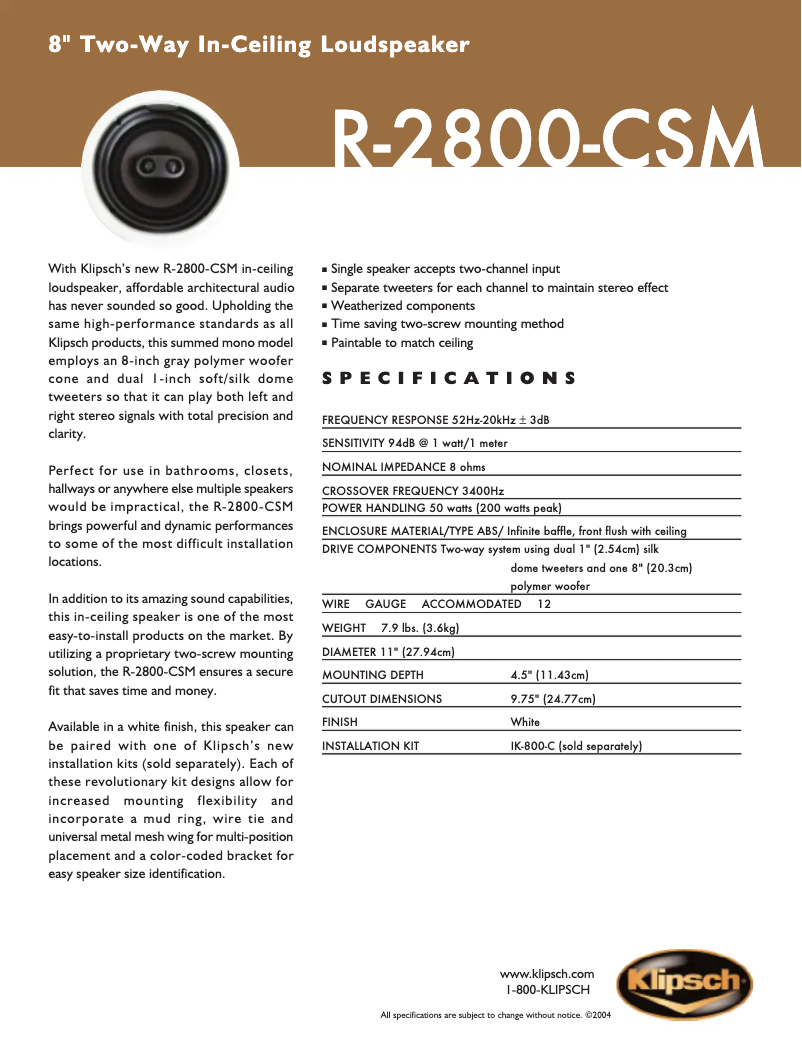 Image de la première page du manuel de l'appareil R-2800-CSM