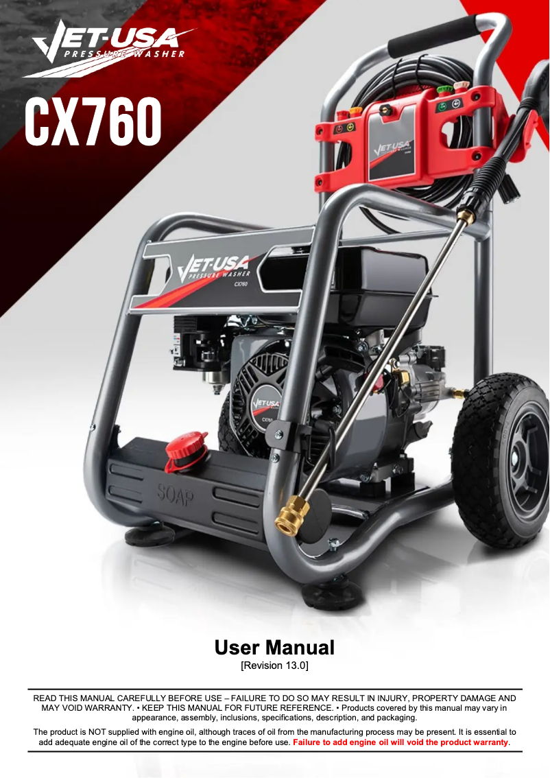 Page 1 de la notice Manuel utilisateur Jet-USA CX760