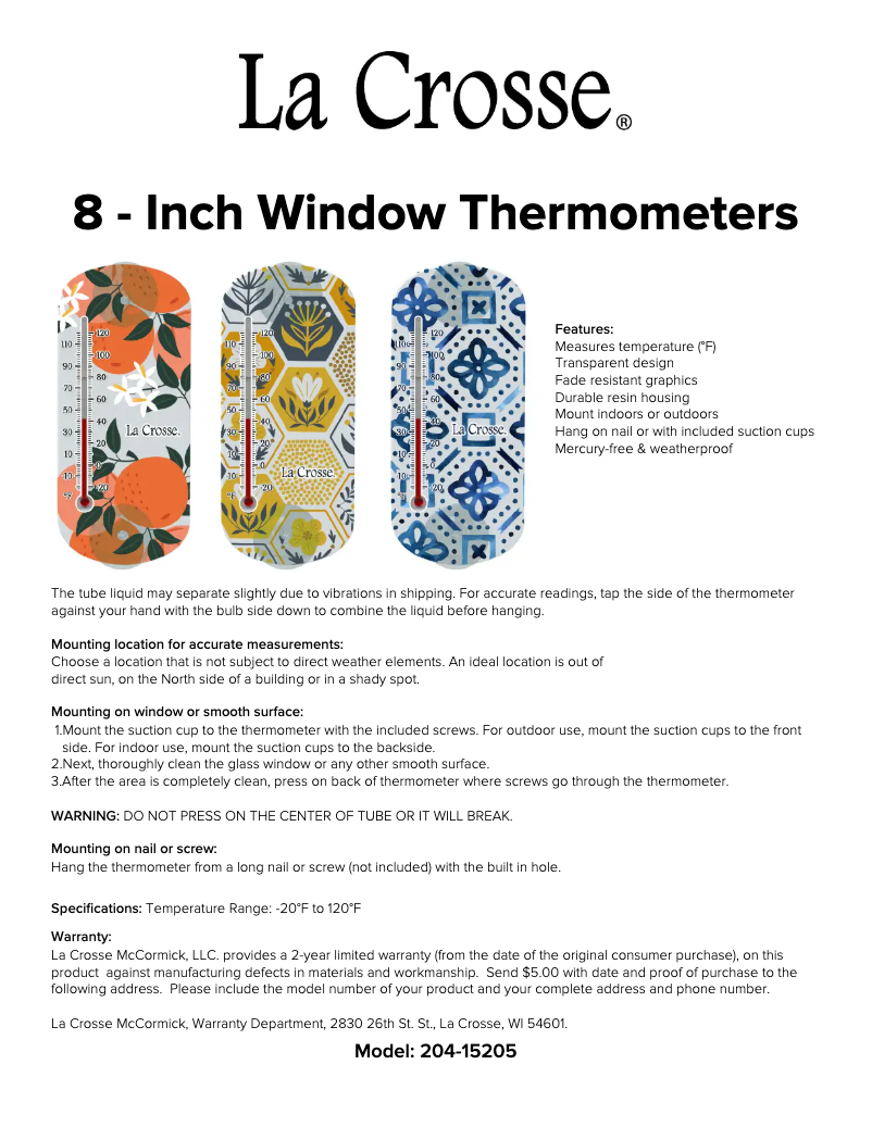 Page 1 de la notice Manuel utilisateur La Crosse Technology 204-1520H