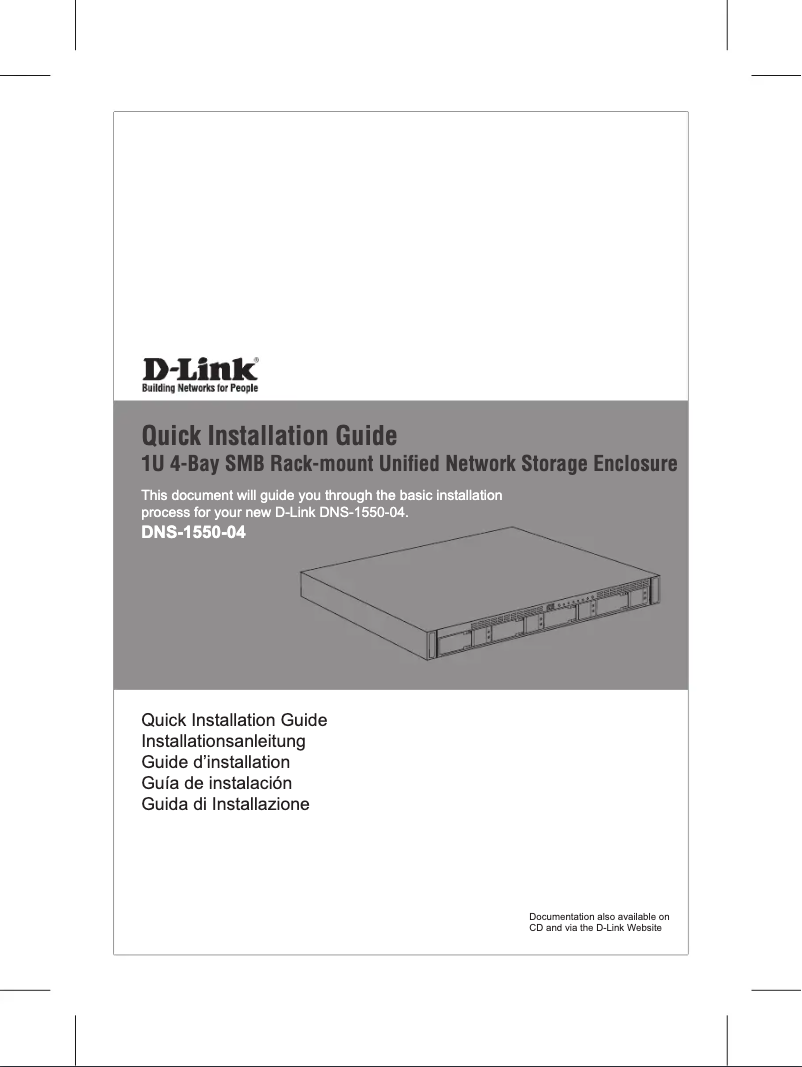 Page n°1 - Guide d'installation D-Link DNS-1550-04