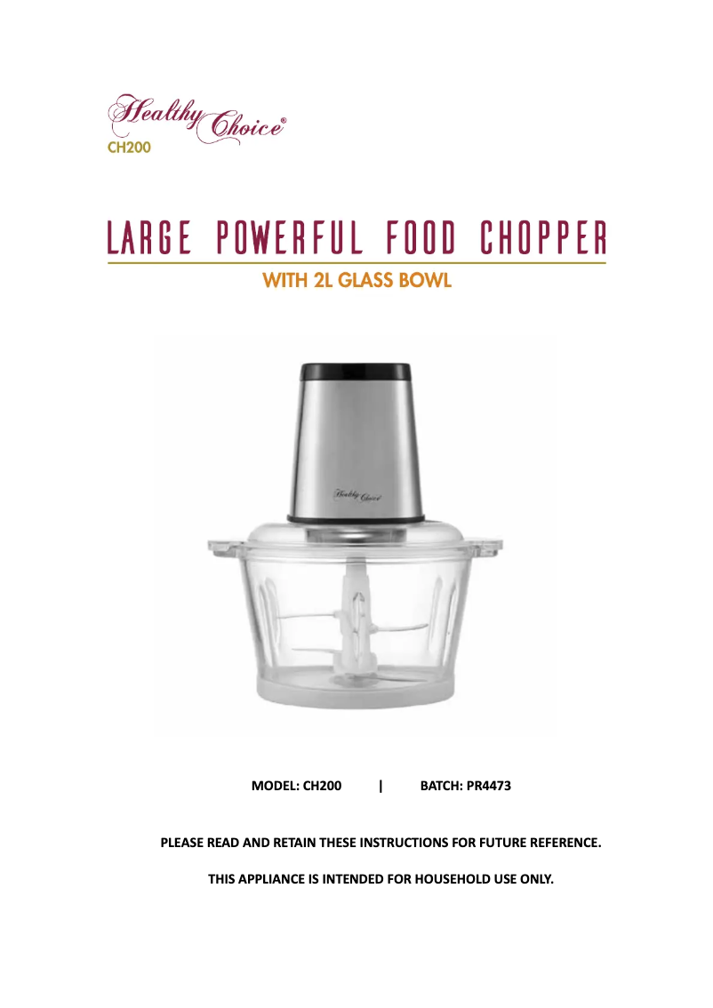 Página 1 del manual Manual de usuario Healthy Choice CH200