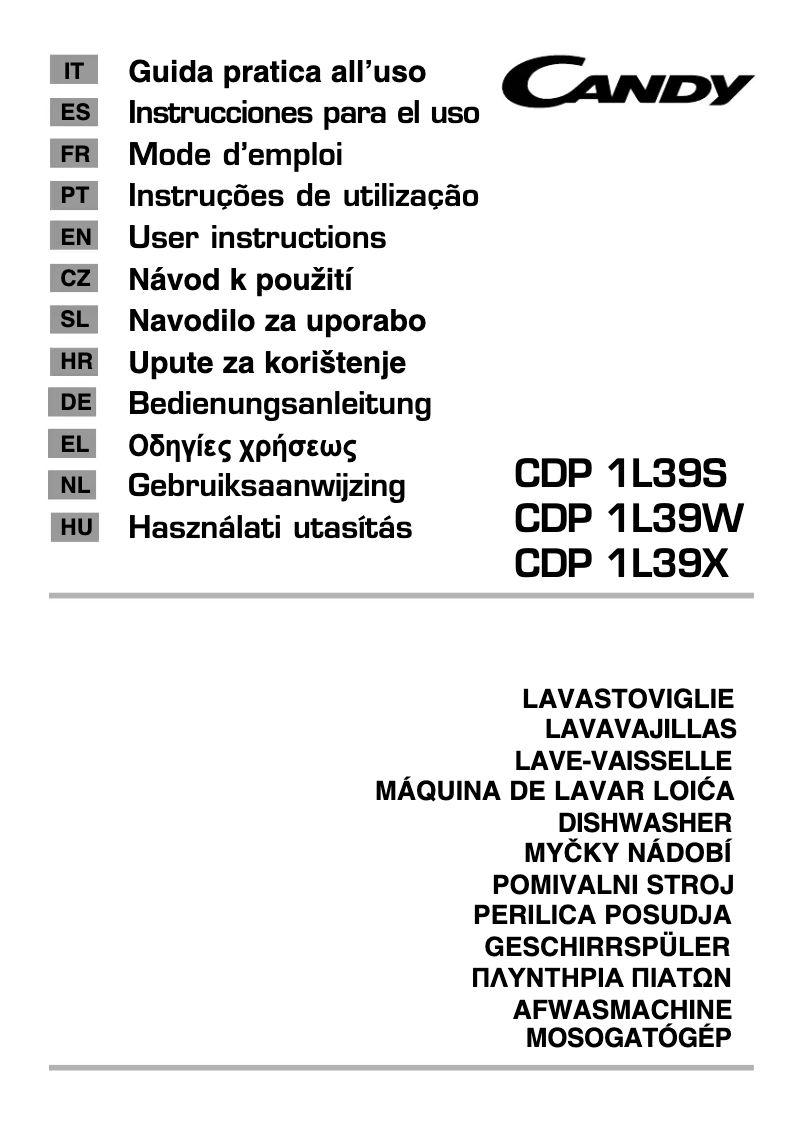 Page n°1 - Manuel utilisateur Candy CDP 1L39W