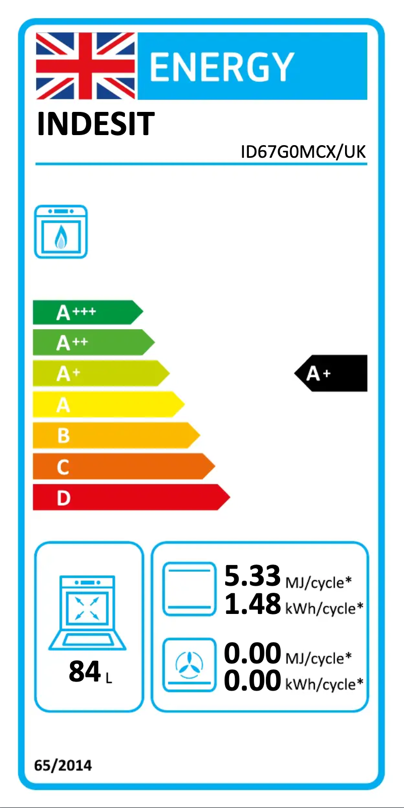 Page n°1 - Label énergétique Indesit ID67G0MCX