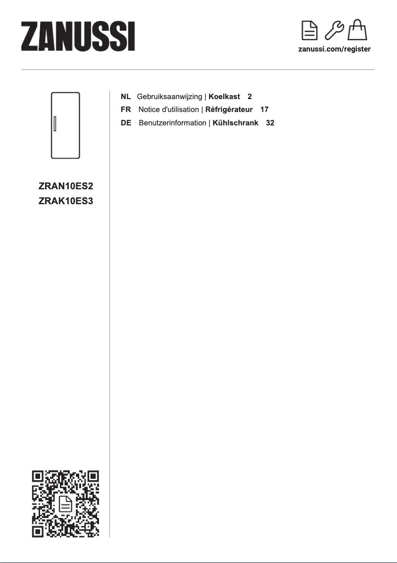 Page 1 de la notice Manuel utilisateur Zanussi ZRAK10ES3