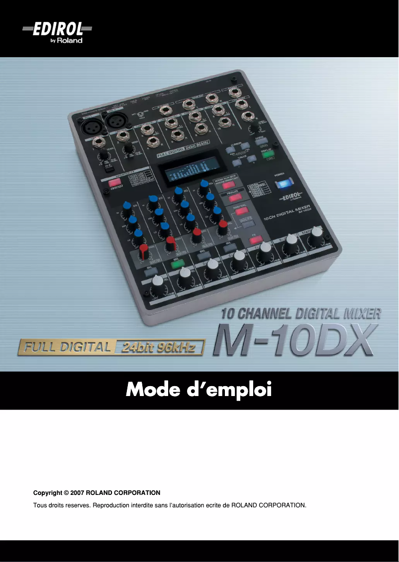 Page 1 de la notice Manuel utilisateur Roland Edirol M-10DX