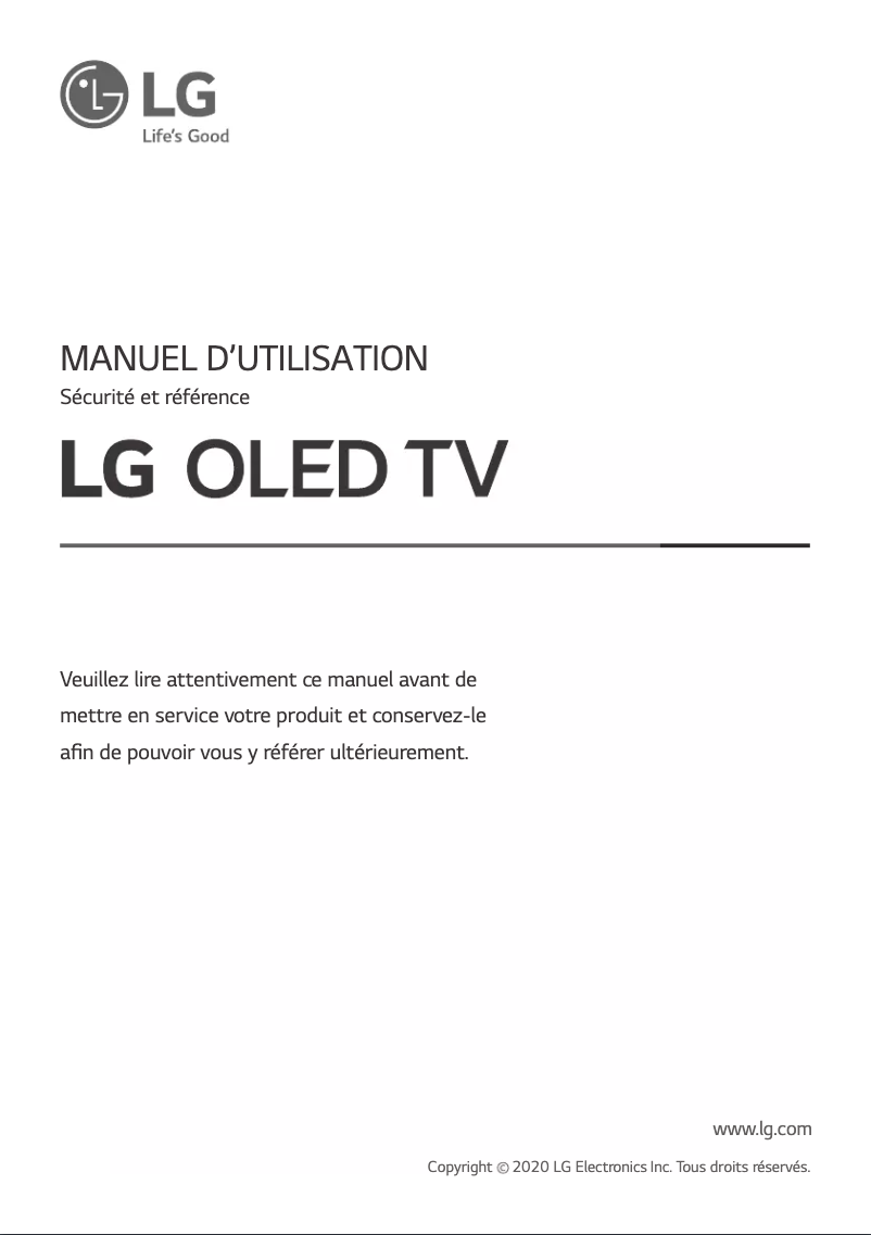 Page 1 de la notice Manuel utilisateur LG OLED65WXPVA