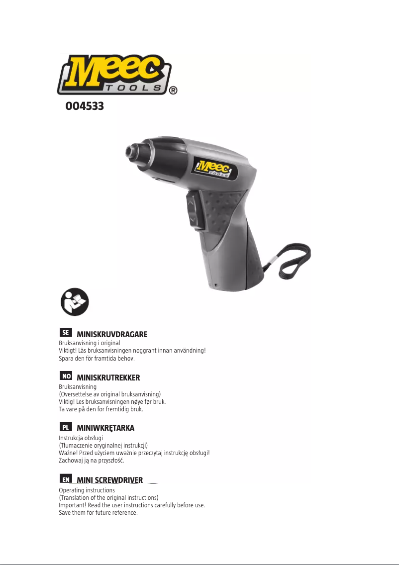 Page 1 de la notice Manuel utilisateur Meec Tools 004-533