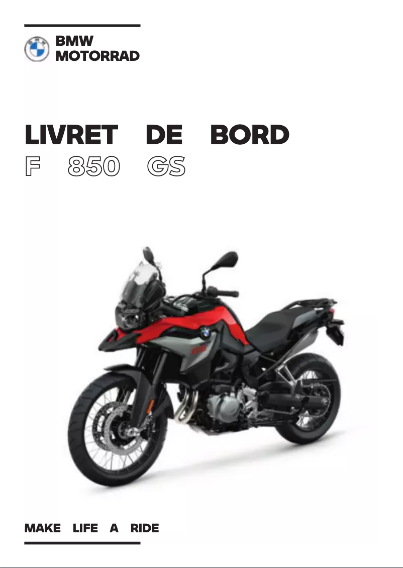 First page image of the manual for F 850 GS (2021)