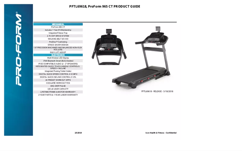 Página 1 del manual Manual de usuario Pro-form 965 CT