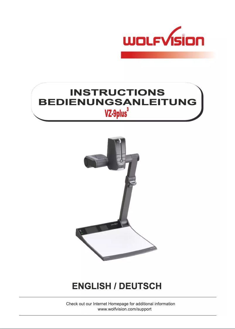 Page 1 de la notice Manuel utilisateur WolfVision VZ-9plus