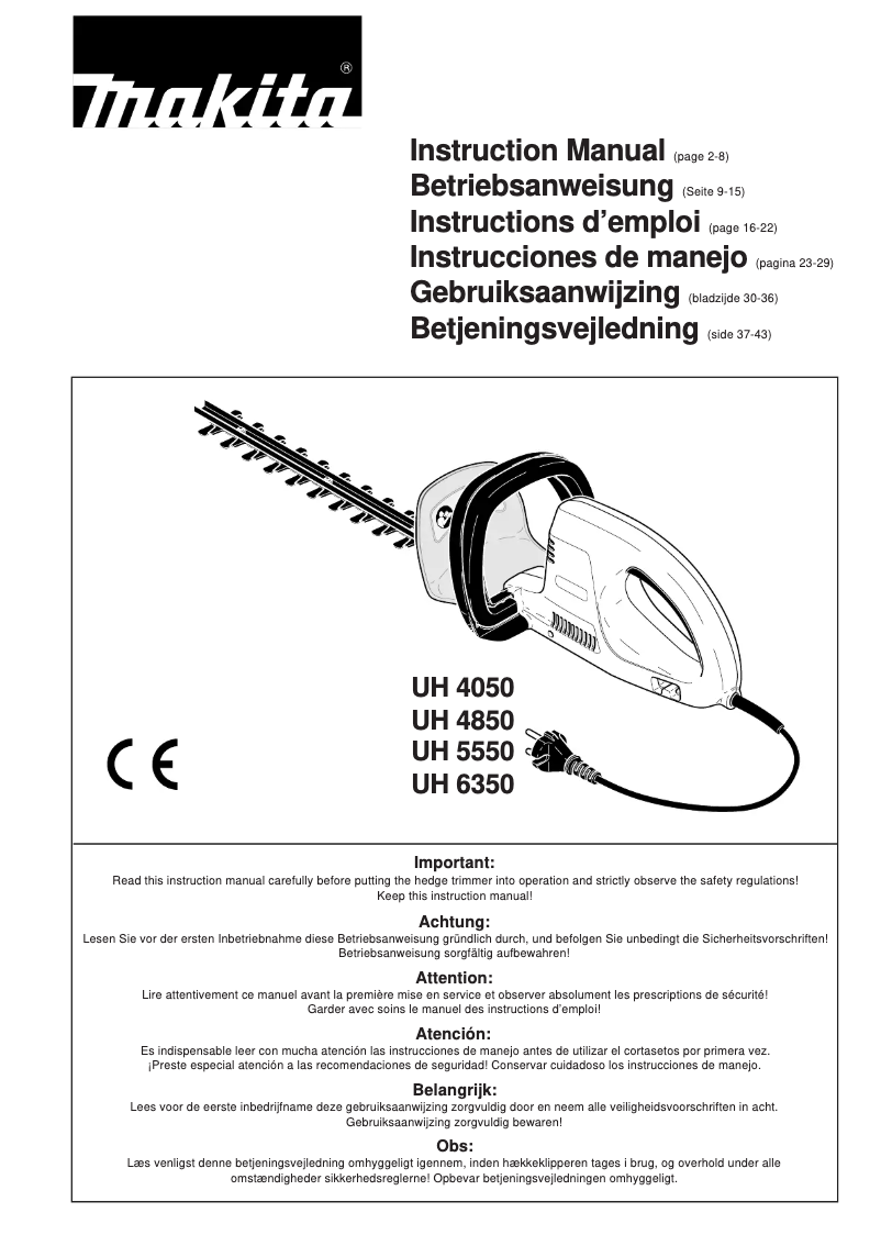 Image de la première page du manuel de l'appareil UH5550