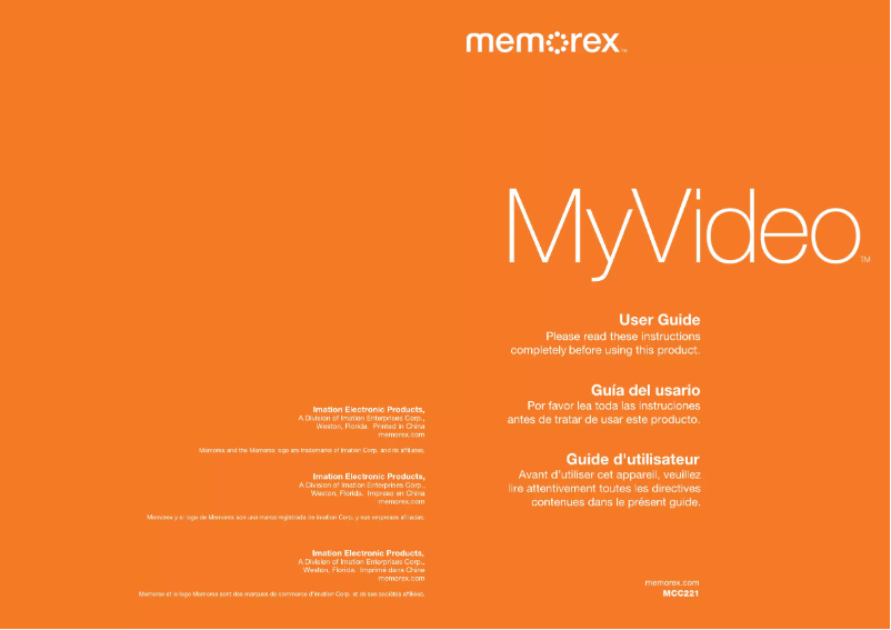 Page 1 de la notice Manuel utilisateur Memorex MyVideo