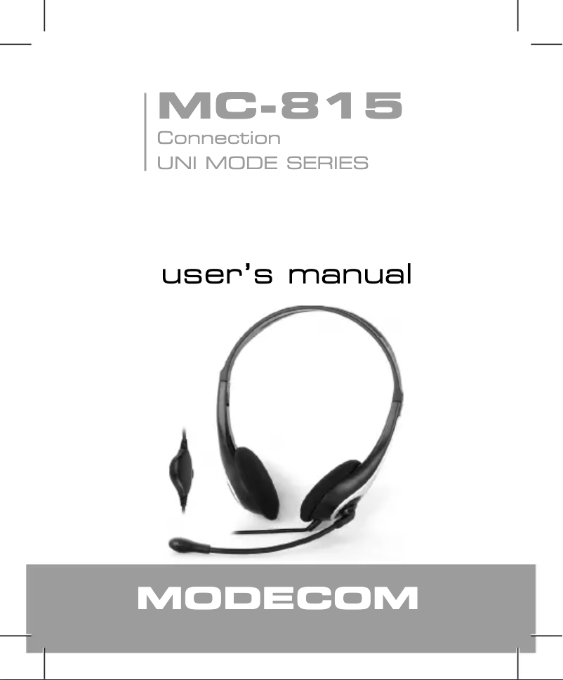 Page 1 de la notice Manuel utilisateur ModeCom MC-815