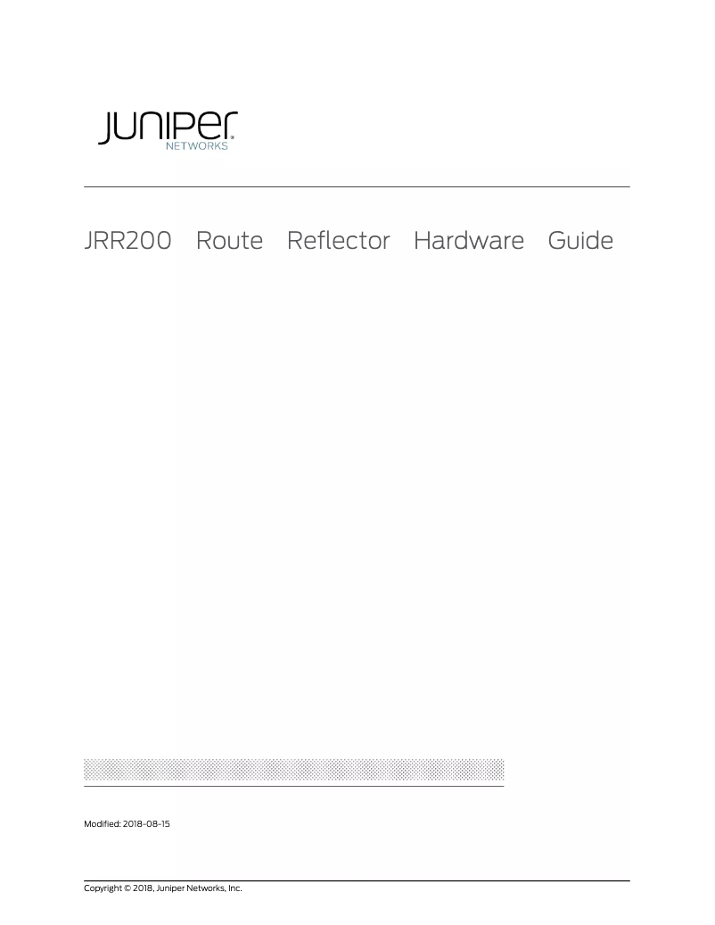 Page 1 de la notice Manuel utilisateur Juniper JRR200