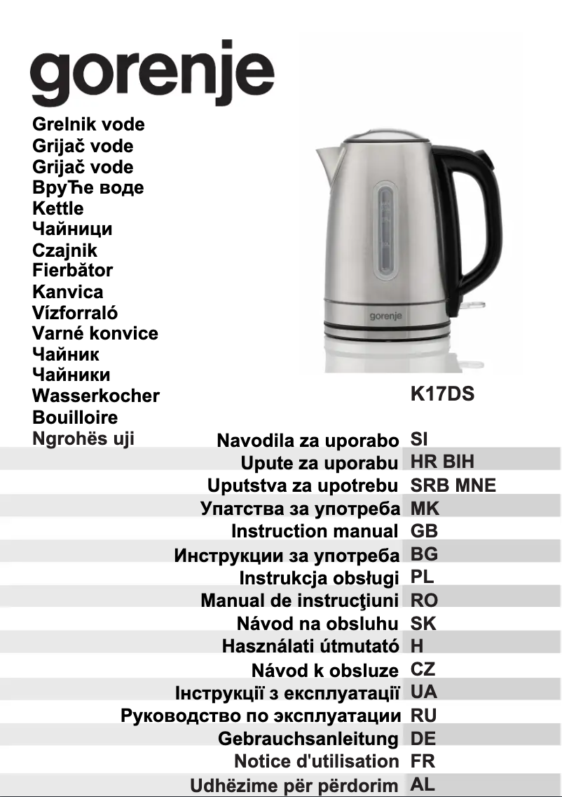 Page n°1 - Manuel utilisateur Gorenje K17DS