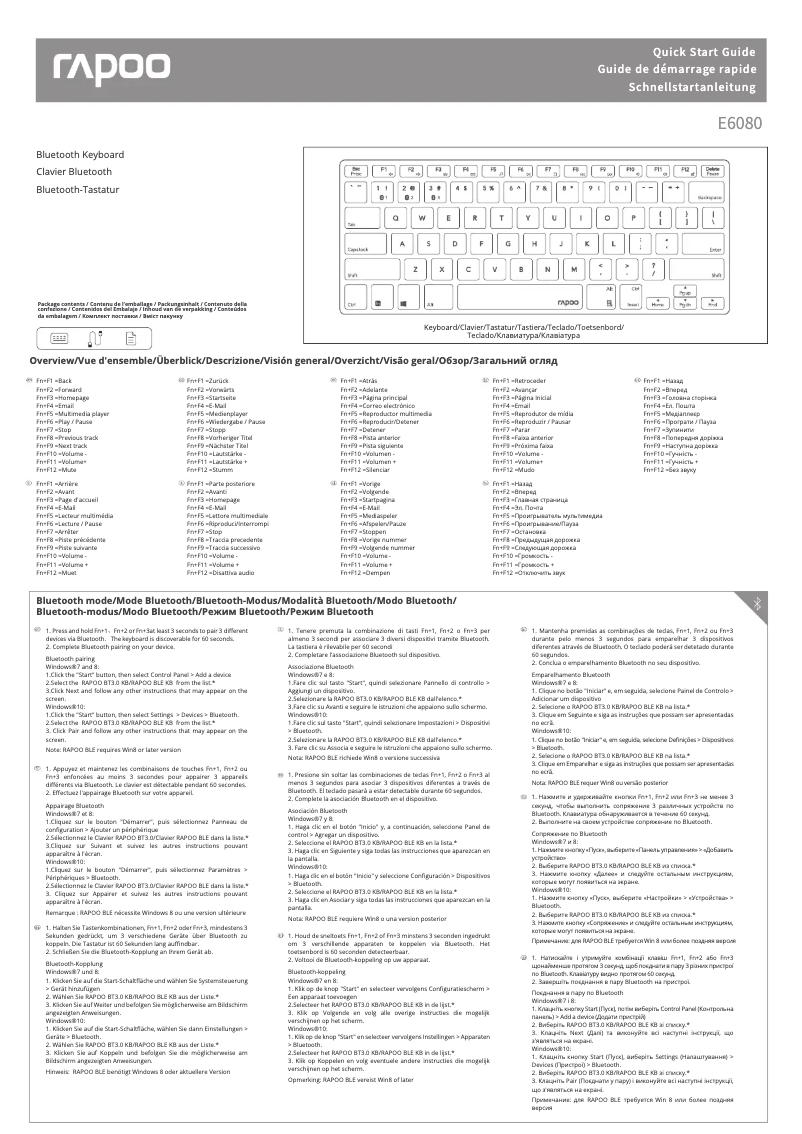 Page 1 de la notice Manuel utilisateur Rapoo E6080