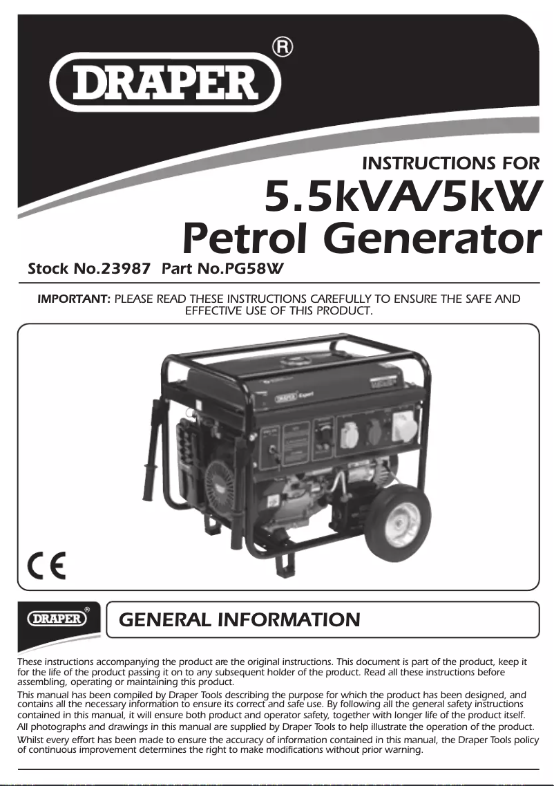 Image de la première page du manuel de l'appareil PG58W