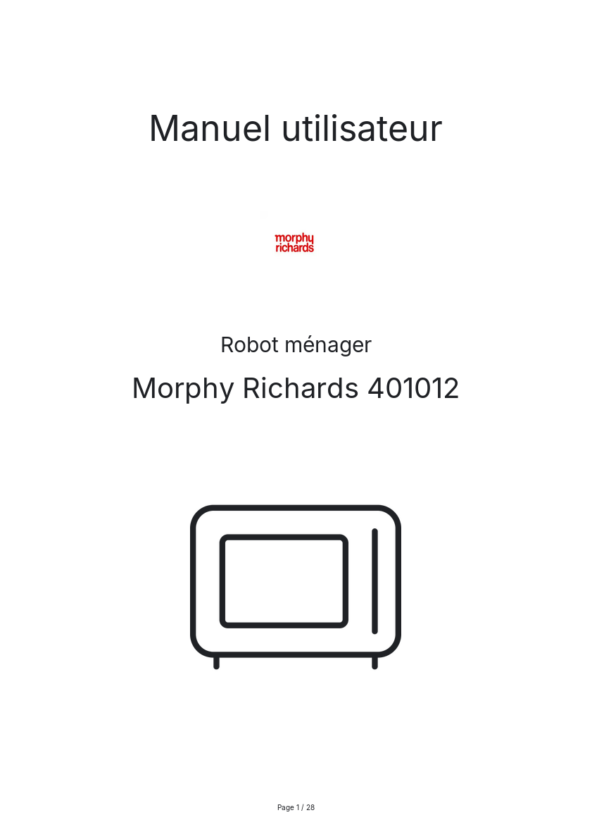 Page n°1 - Manuel utilisateur Morphy Richards 401012