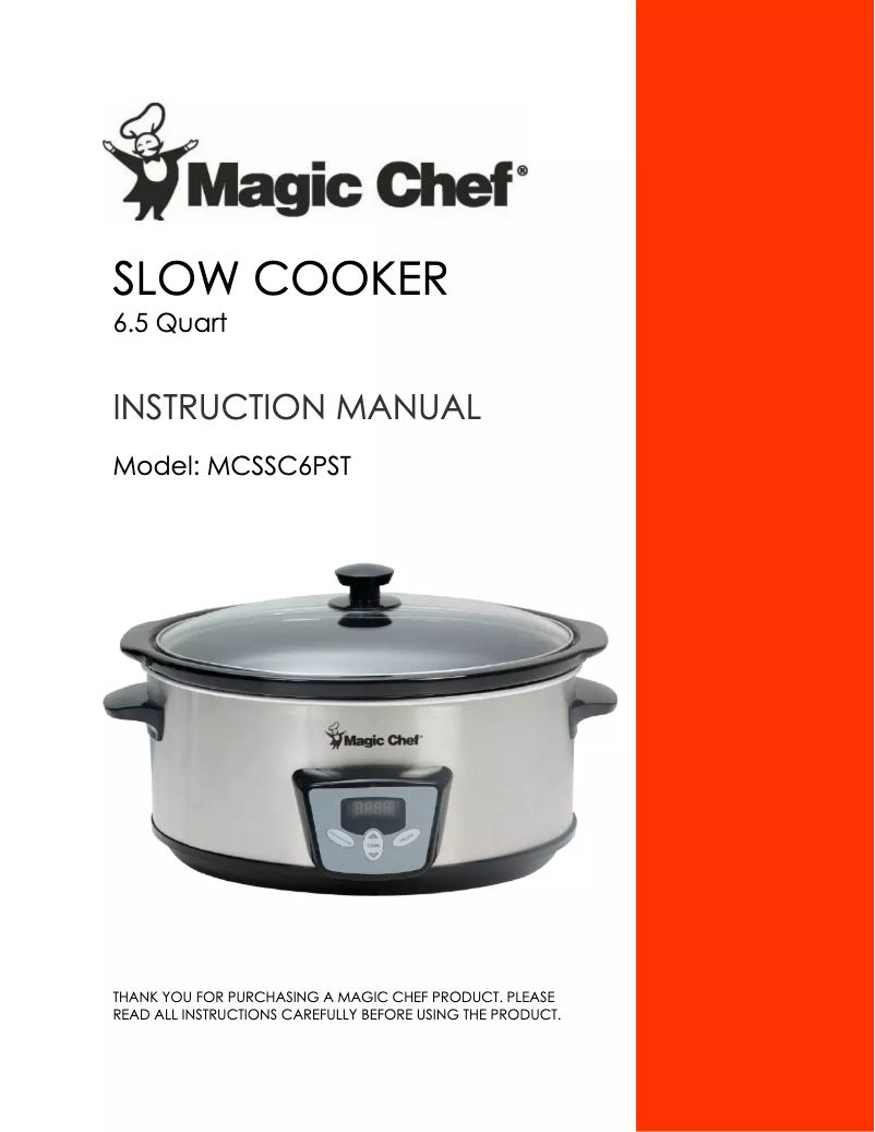 Page 1 de la notice Manuel utilisateur Magic Chef MCSSC6PST