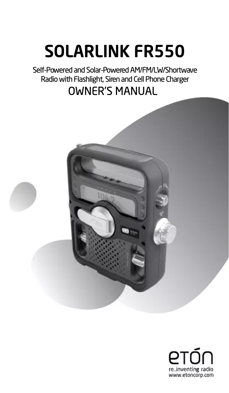 Page 1 de la notice Manuel utilisateur Eton FR 550