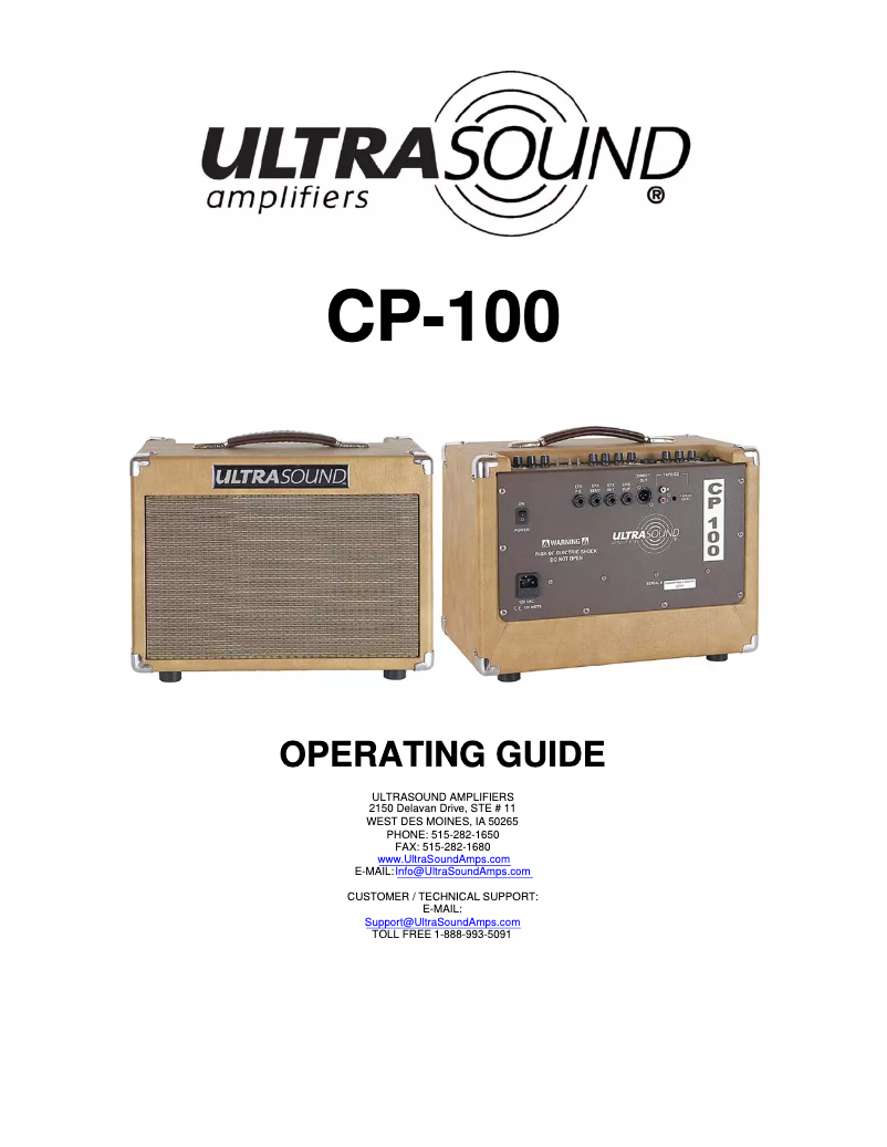 Page 1 de la notice Manuel utilisateur Ultrasound Amplifiers CP100