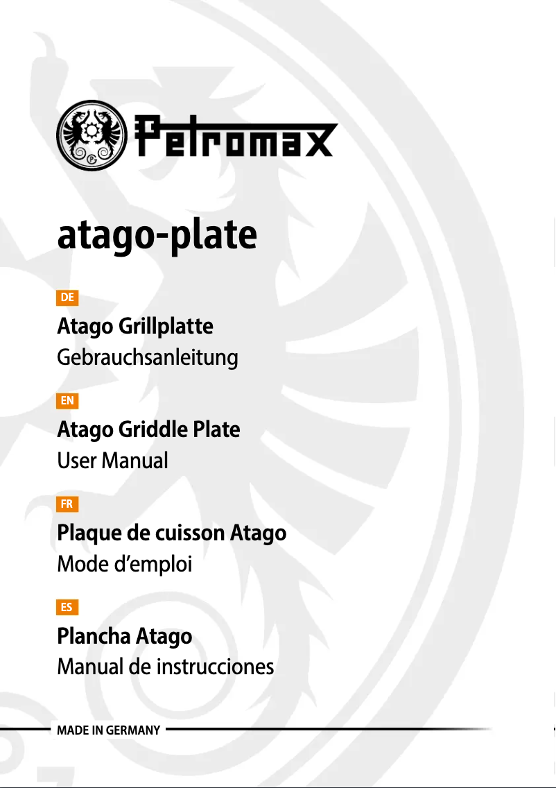 Page n°1 - Manuel utilisateur Petromax Atago