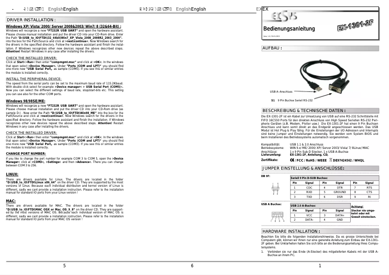 Image de la première page du manuel de l'appareil EX-1301-2F