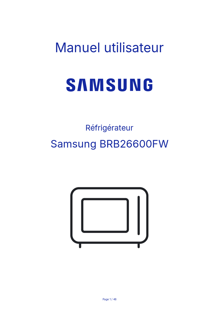 Image de la première page du manuel de l'appareil BRB26600FW