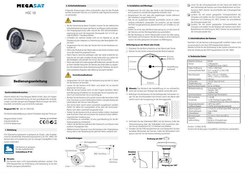 Page n°1 - Manuel utilisateur Megasat HSC 10