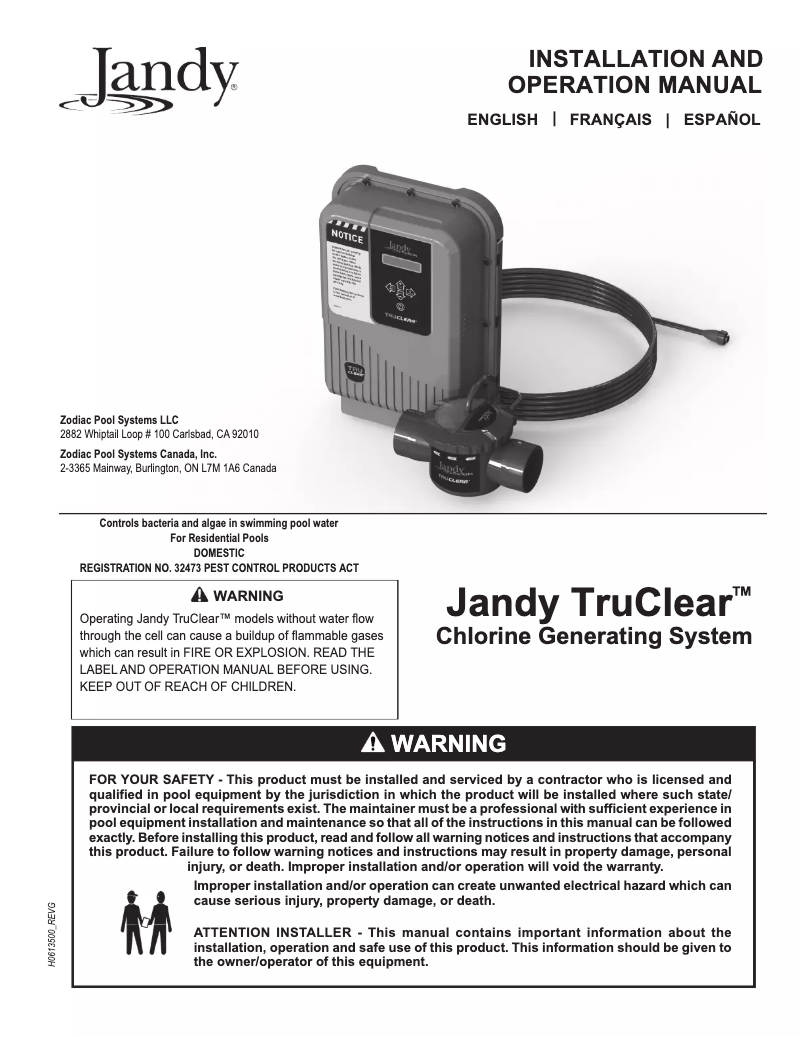 Page 1 de la notice Manuel utilisateur JANDY TruClear