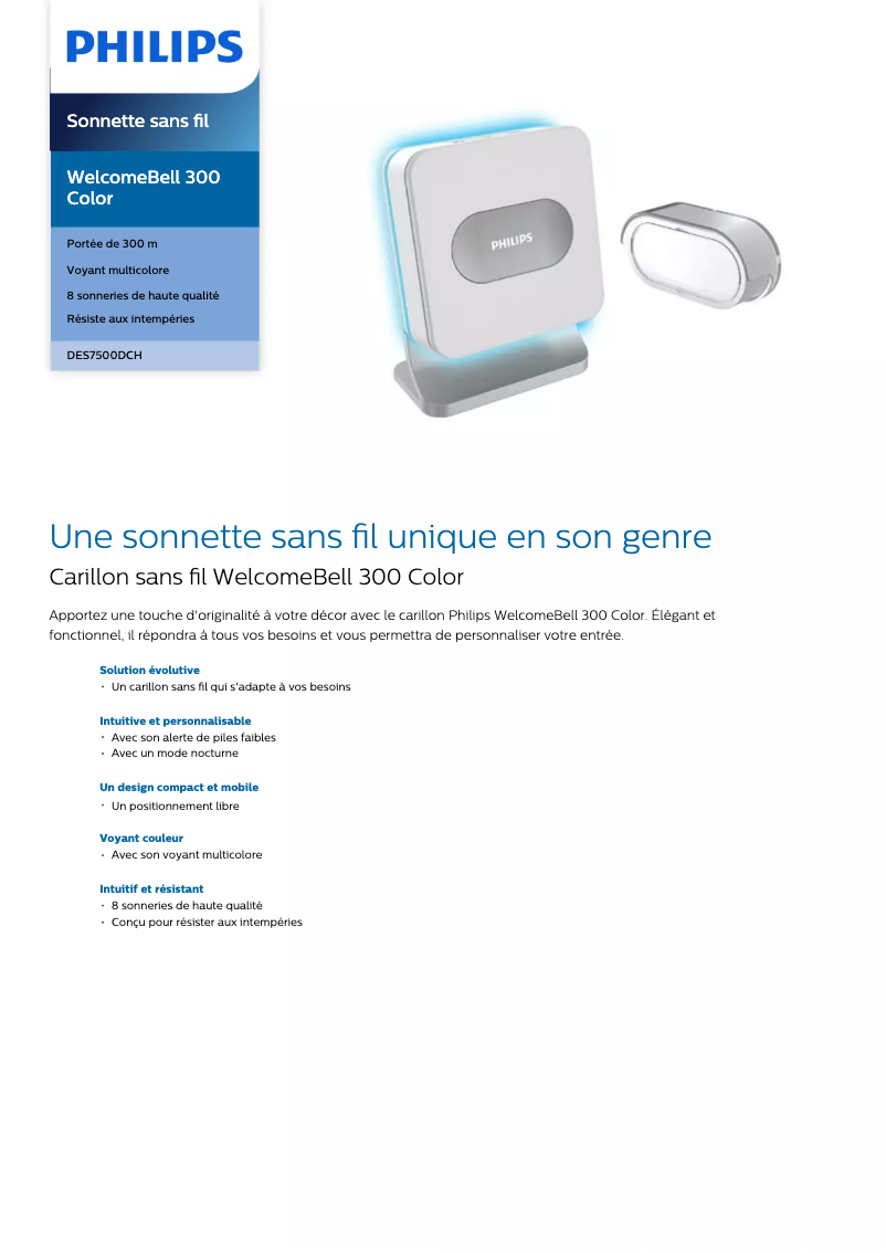 Page n°1 - Fiche technique Philips DES7500DCH