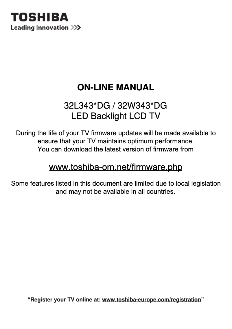 Page n°1 - Manuel utilisateur Toshiba 32W3433 DG