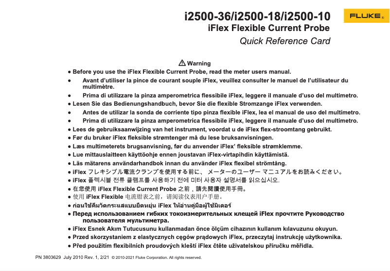 Image de la première page du manuel de l'appareil iFlex i2500-10