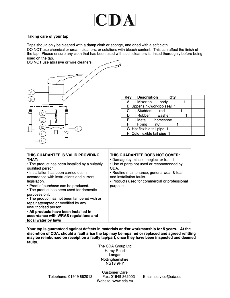 Page n°1 - Manuel utilisateur CDA TC10CH