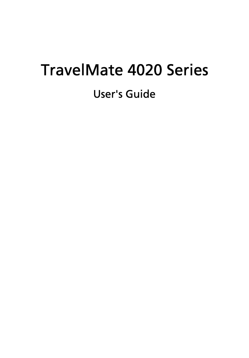 Image de la première page du manuel de l'appareil Travelmate 4020