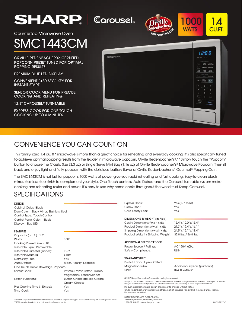 Page 1 de la notice Fiche technique Sharp SMC1443CM