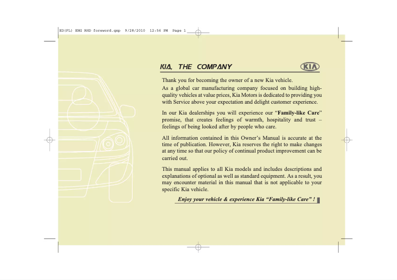 Page 1 de la notice Manuel utilisateur Kia Cee'd (2011)