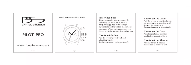 Page n°1 - Manuel utilisateur Daniel Steiger Pilot Pro