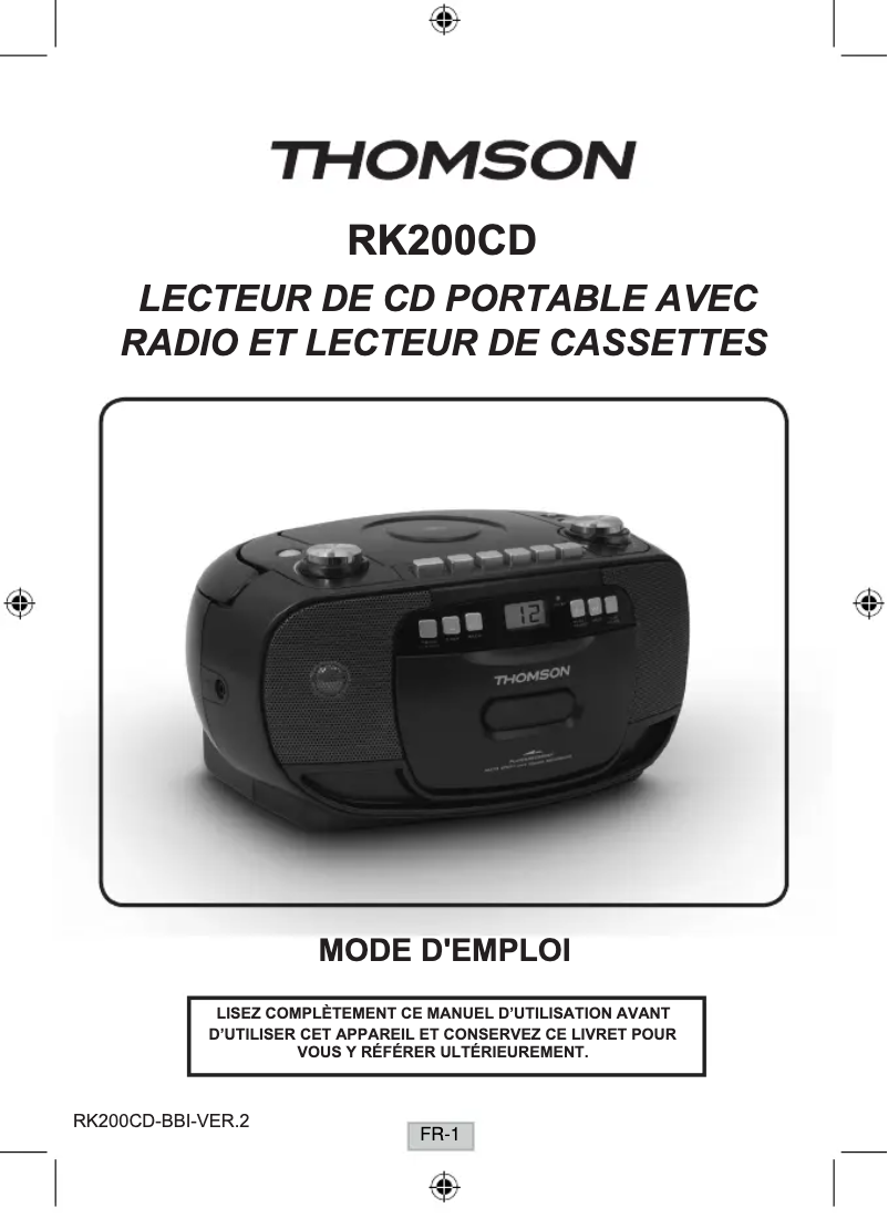 Page n°1 - Manuel utilisateur Thomson RK200CD