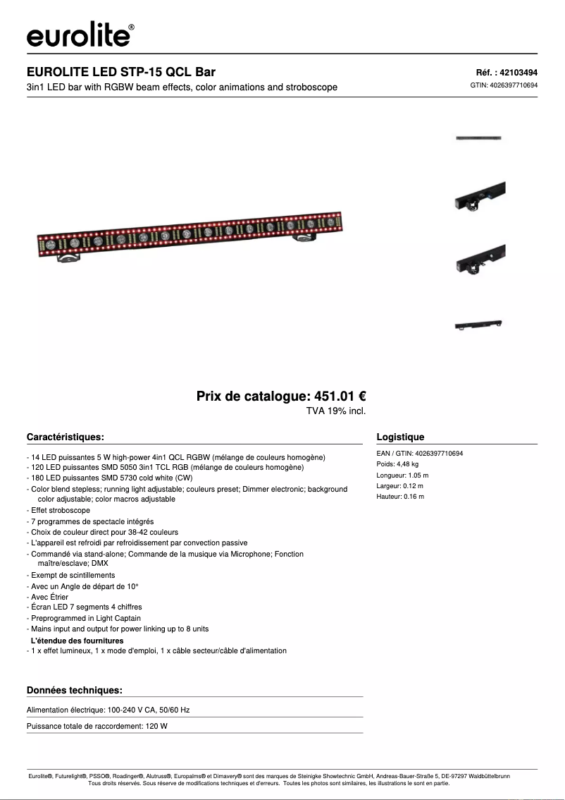Page n°1 - Fiche technique Eurolite LED STP-15